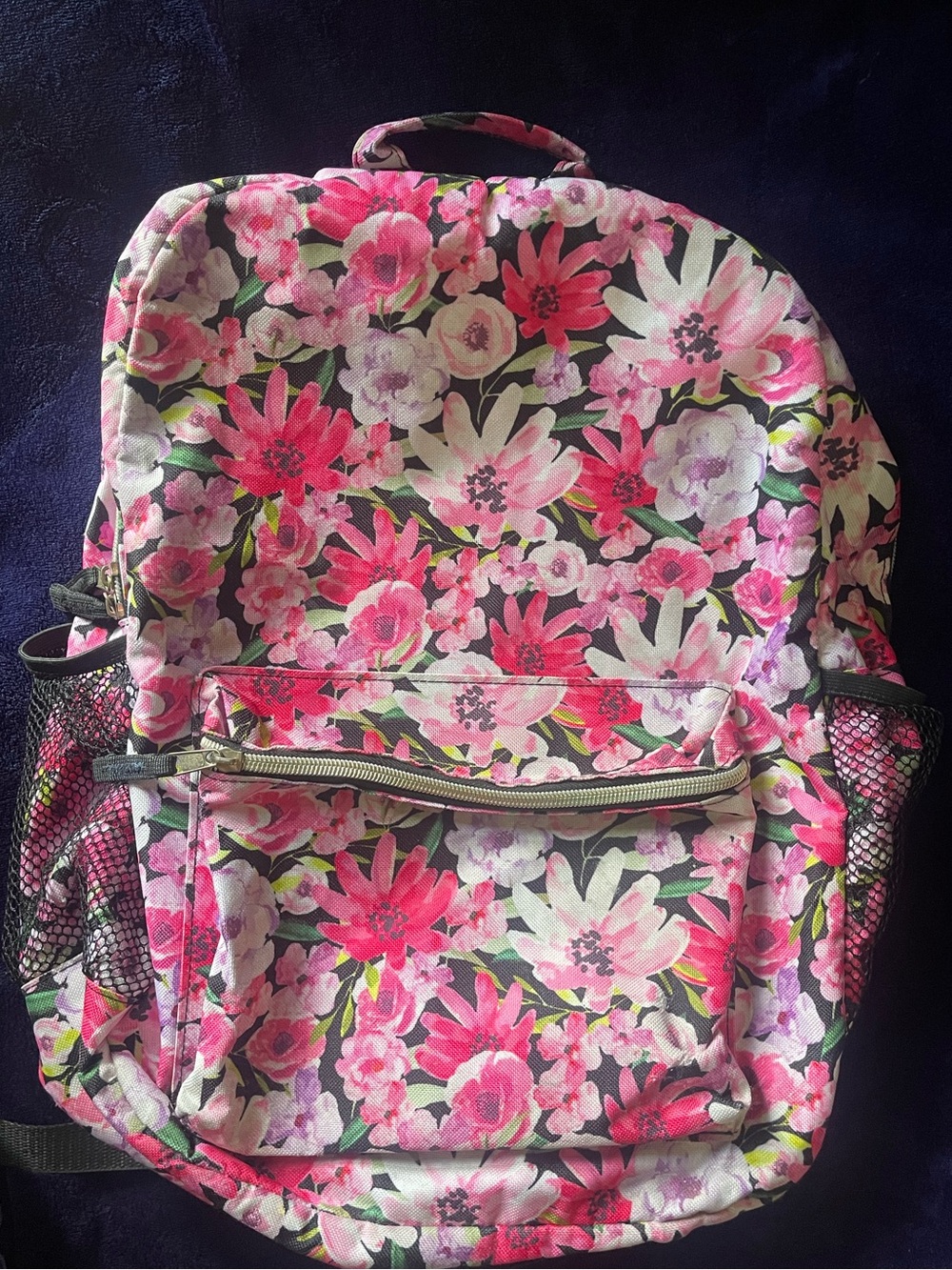 Pink Floral Print Backpack for Women - Casual Daypack